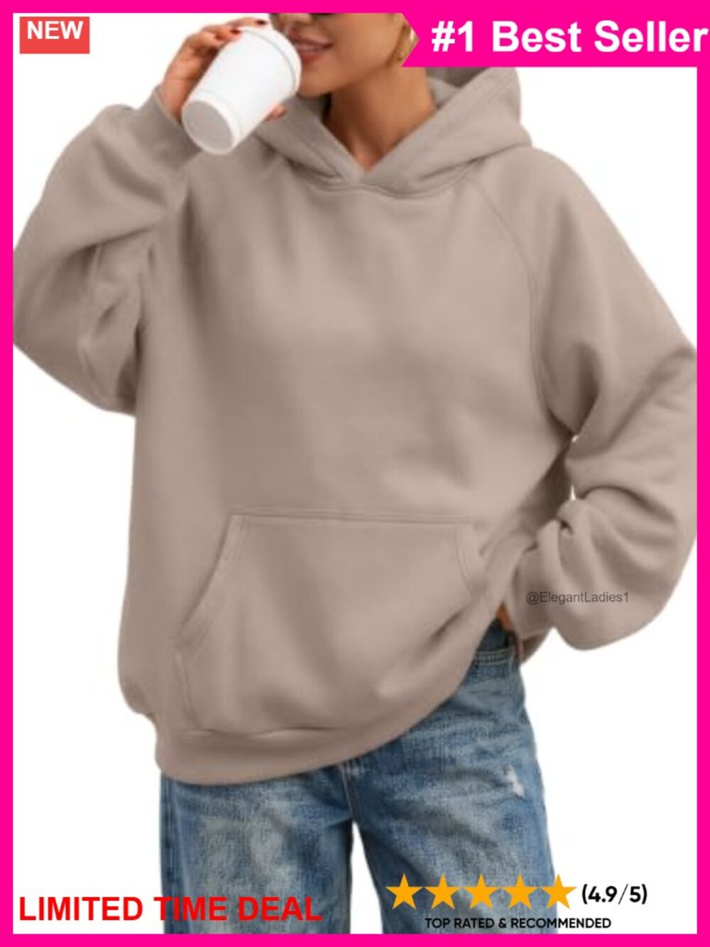 Oversized Fleece Hoodie Cotton Blend Pullover Sweatshirt